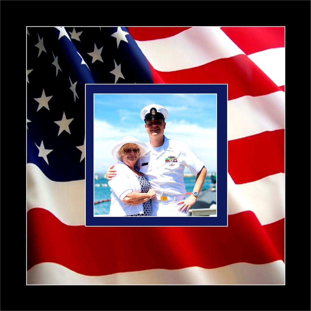 USA Flag Double Layer Photo Mat