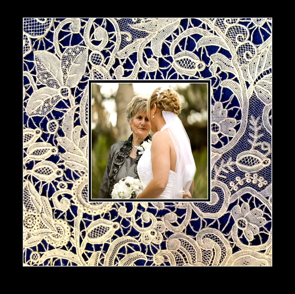 Lace on Blue Image Photo Mat - NOT ACTUAL LACE
