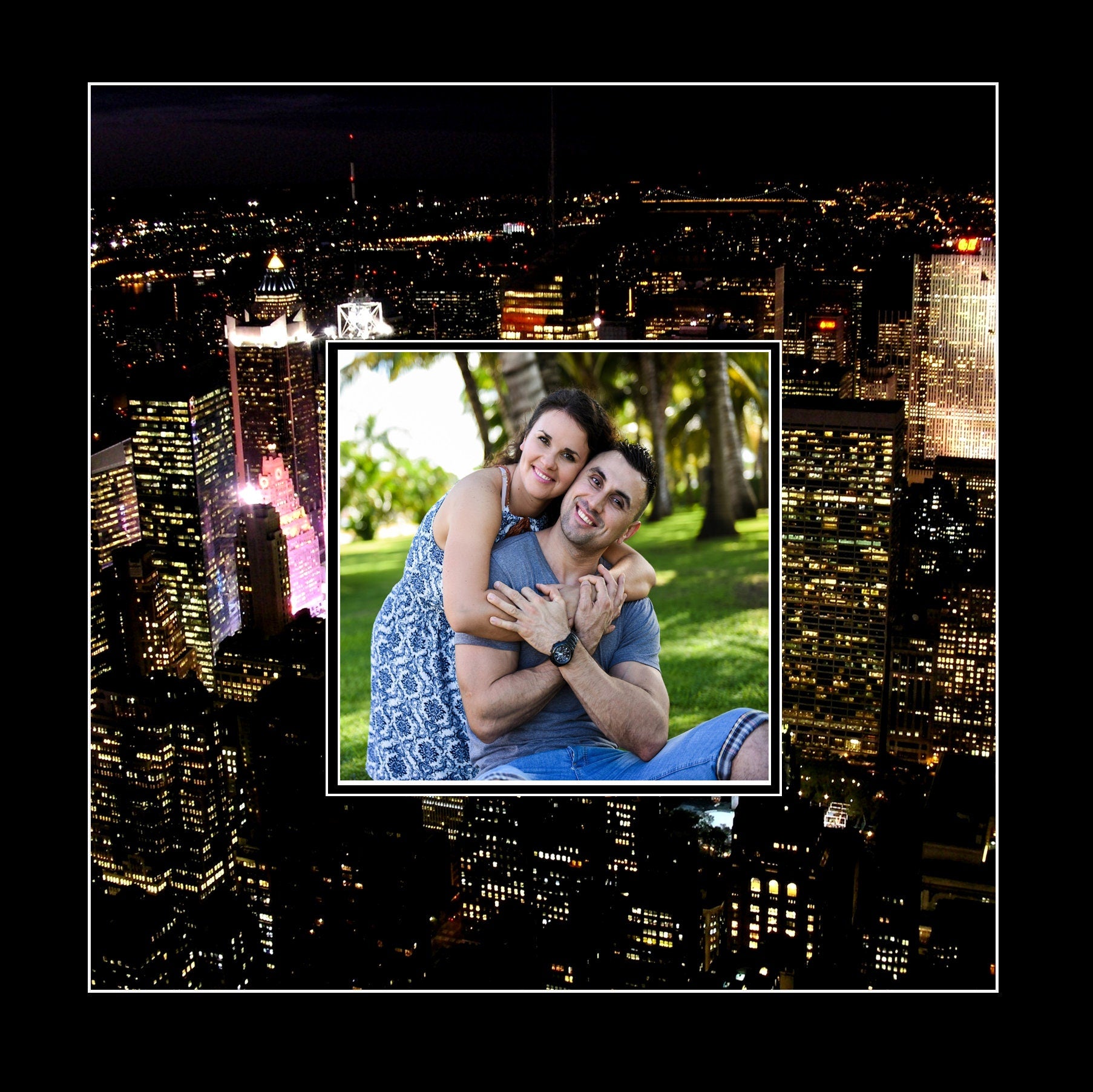 New York Night Double Layer Photo Mat