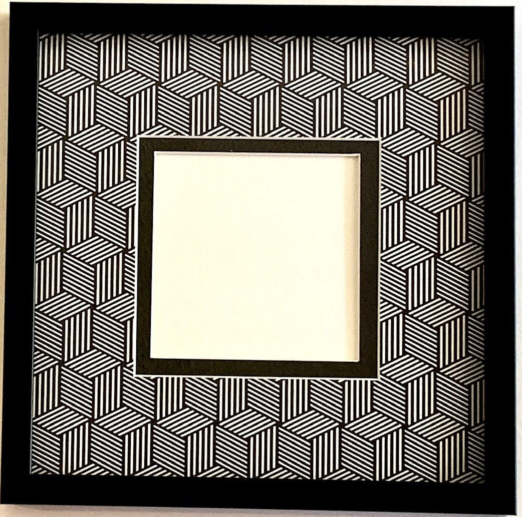 Black and White Blocks Printed Double Layer Photo Mat