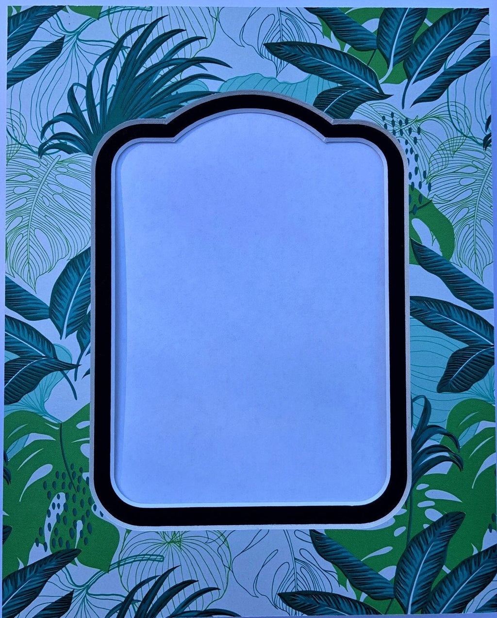 Green Foliage Cathedral Round Cut Double Layer Photo Mat