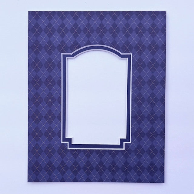 Blue Argyle Printed Double Layer Photo Mat