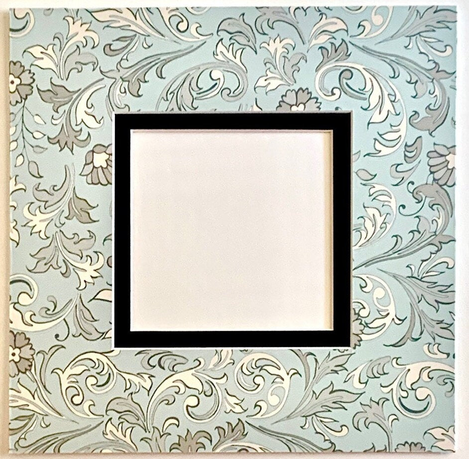Light Blue Damask Double Layer Photo Mat