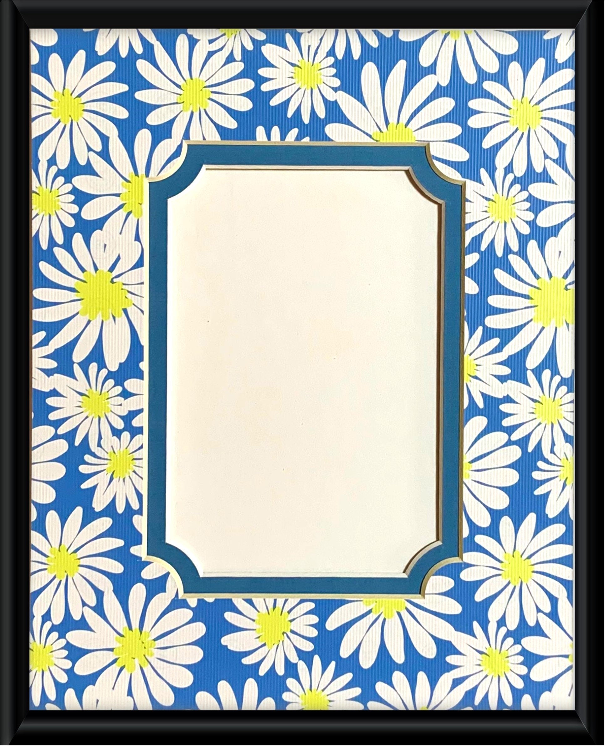 Daisies on Blue Double Layer Photo Mat
