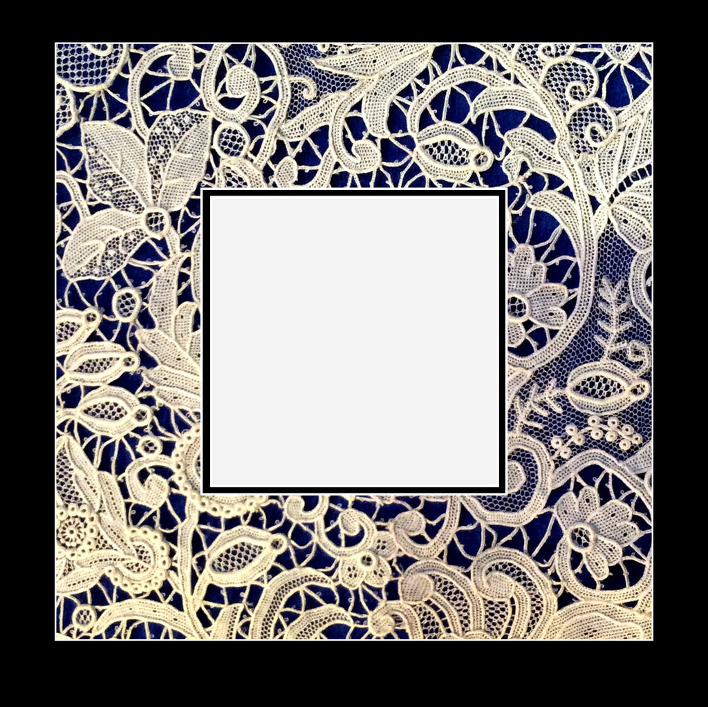 Lace on Blue Image Photo Mat - NOT ACTUAL LACE