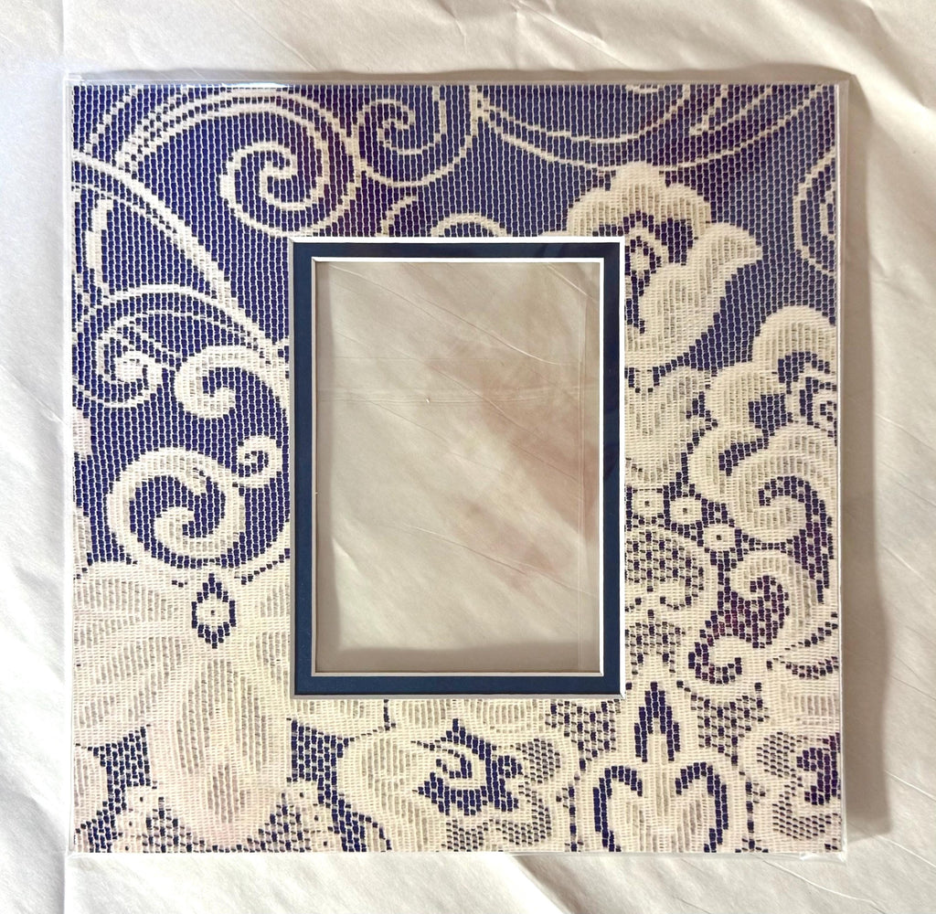 Lace on Blue Image Photo Mat - NOT ACTUAL LACE