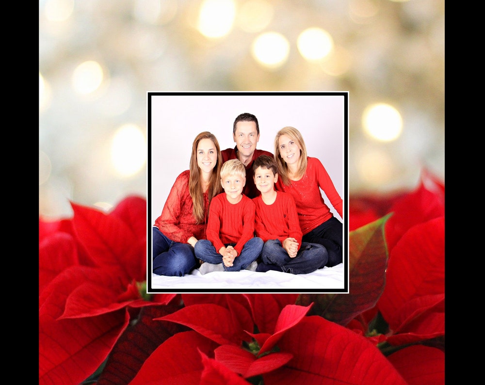 Christmas Poinsettia Image Double Layer Photo Mat